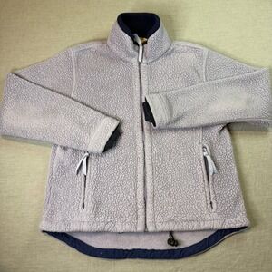 LL Bean Fleece Jacket Womens SM Grey Polartec Full Zip Mock Neck OWV73 Sherpa